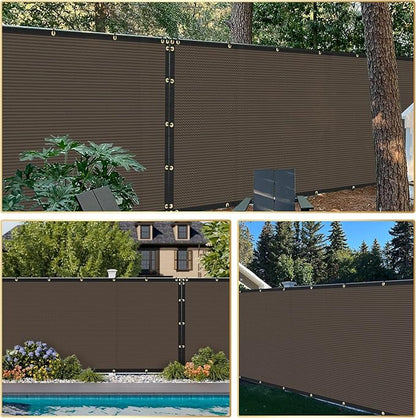 Privacy Fence Screen 8' x 50' Heavy Duty Mesh Windscreen Cloth Brown