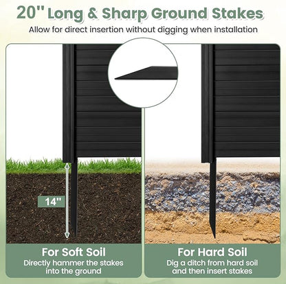 Giantex Air Conditioner Fence 2 Panels - 48''W x 36''H Outdoor Privacy Screen Trash Can Enclosure with 3 Stakes, PVC Vinyl Freestanding Picket Fences for Garden Patio Lawn AC Unit Pool Pump, Black