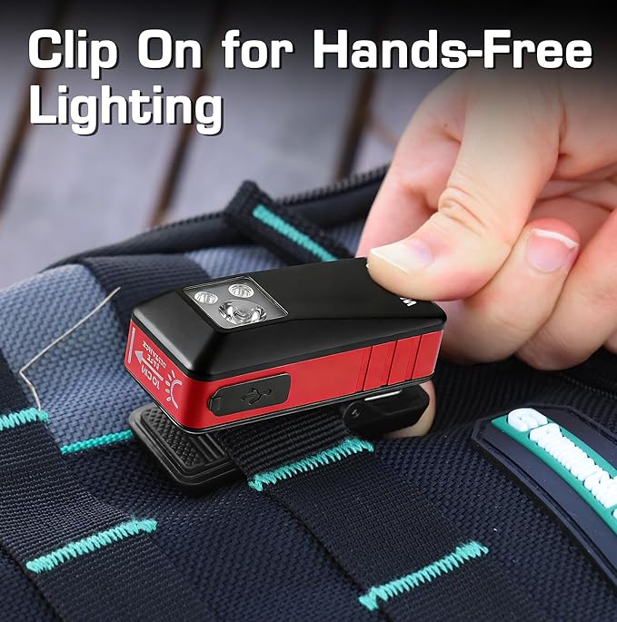 WORKPRO 2PCS EDC Flashlight Clip-on Light, 500 Lumens Rechargeable Flashlight with Type-C, Magnetic Pocket Light for Working, Cycling, Signaling, Running, Camping