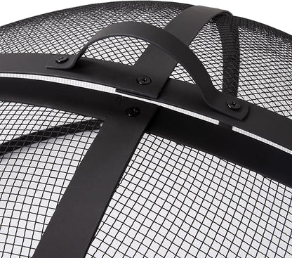SUNCREAT Outdoor Fire Pit Spark Screen Cover Accessory, Patio Round Easy-Opening Fire Mesh Screen Guard, Heavy Duty Steel Fire Pit Ember Lid with Hinge, 40 Inch