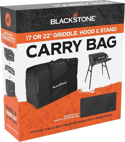 BLACKSTONE Tabletop Griddle Carry Bag – Fits 17" & 22" Tabletop Griddle – Portable BBQ Grill Griddle Carry Bag for Travel - 600D Heavy Duty Weather-Resistant Cover Accessories – 5035