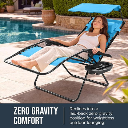 Best Choice Products Oversized Padded Zero Gravity Chair w/Canopy Headrest Cup - Image 3
