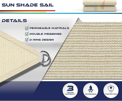 Windscreen4less 27' x 27' x 27' Sun Shade Sail Triangle Outdoor Canopy Cover UV - Image 3