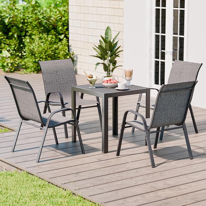 Patio Chairs Set of 8, Stackable Outdoor Dining Chairs Set - Image 8