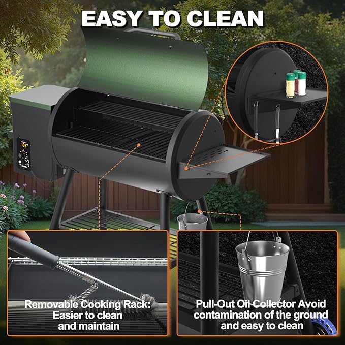 Pellet Smoker Grill Combo, 456 SQ.IN Cooking Area with PID Temperature Control (180-450°F) Electric BBQ Meat Grills & Smokers, Patio Backyard for Roast Outdoor