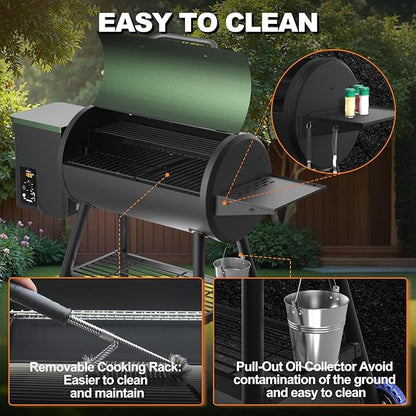 Pellet Smoker Grill Combo, 565 SQ.IN Cooking Area with PID Temperature Control (180-450°F) Electric BBQ Meat Grills & Smokers, Patio Backyard for Roast Outdoor