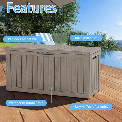 85 Gallon Outdoor Deck Box, Resin Waterproof Storage Box - Image 4