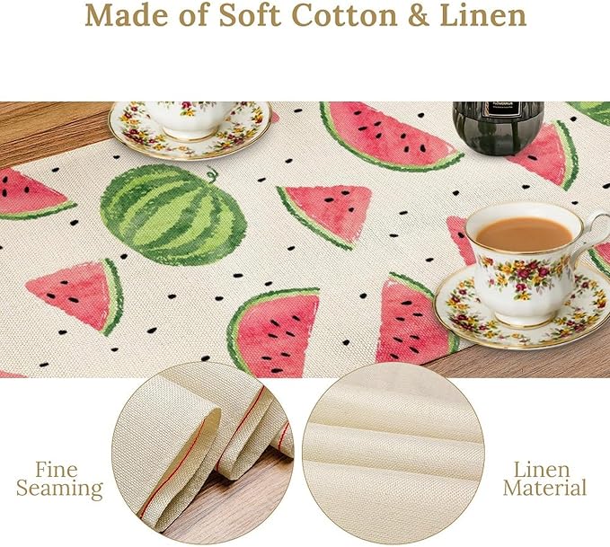Watermelon Table Runner, Spring Summer Watermelon Theme Table Runner for Party Decoration Dining Room Holiday Home Kitchen 13x70in