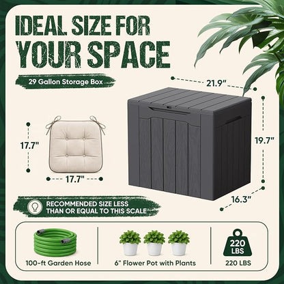 Devoko 29 Gallon Deck Box, Waterproof Resin Outdoor Storage Box | Lockable and - Image 6