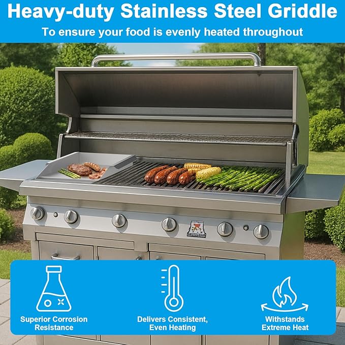 Half Size Griddle Plate for Solaire 30 42 and 56 Inch Grills Stainless Steel Griddle Inserts Replacement Parts Flat Top Griddle for Solaire Grill