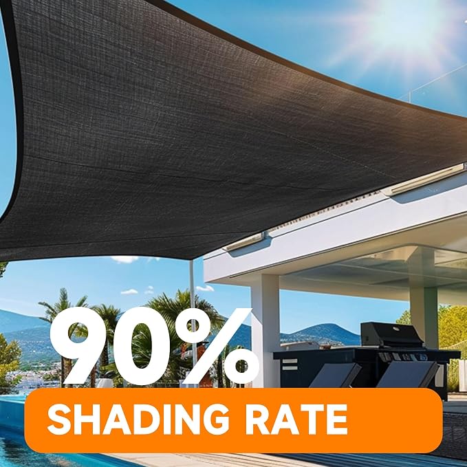 90% Shading Rate 12'x20' Black Shade Cloth, UV Resistant Durable Mesh Tarp - Image 6