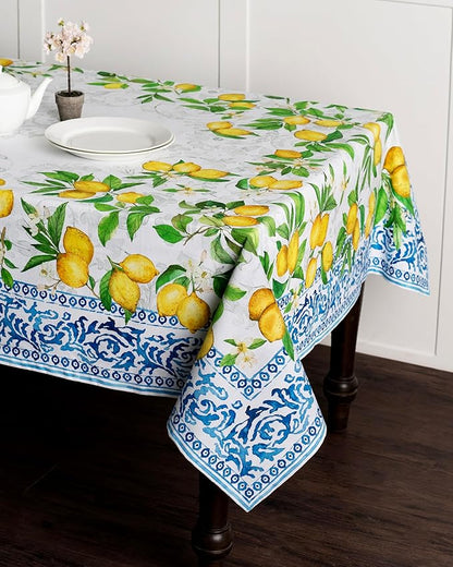 Maison d' Hermine Table Cloth Rectangle Table 100% Cotton 70 x 90 Inches Tablecloth Reusable Decorative Everyday Use for Dining Room, Farmhouse, Home, Party, Festive & Wedding Spring Summer - Cedrat