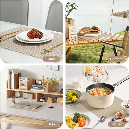 Placemats Set of 6，Non-Slip PVC Weave Table Mats Easy to Clean，Heat Resistant Place Mats for Kitchen Dining Table Decoration Indoor Outdoor，Beige