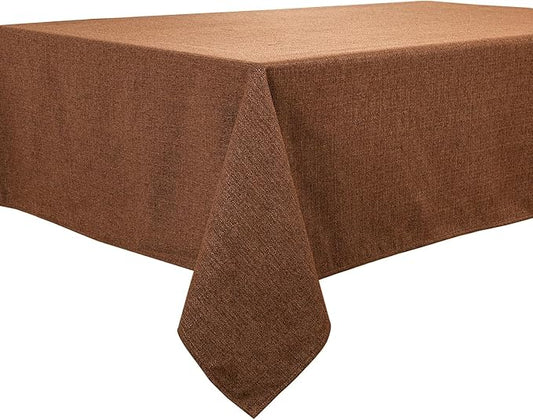 BALCONY & FALCON Rectangle Tablecloth 47" x 63" Washable Wrinkle Resistant and Water Proof Table cloth, Decorative Linen Fabric Tablecloths for Dining, Parties, Kitchen, Wedding and Outdoor Use, Brown
