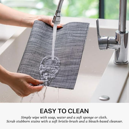LEXMORE Placemats Set of 6 Vinyl/Plastic Woven Place Mats for Kitchen Table Indoor/Outdoor Washable Placemat Wipeable Dining Table Mats(Dark Gray)