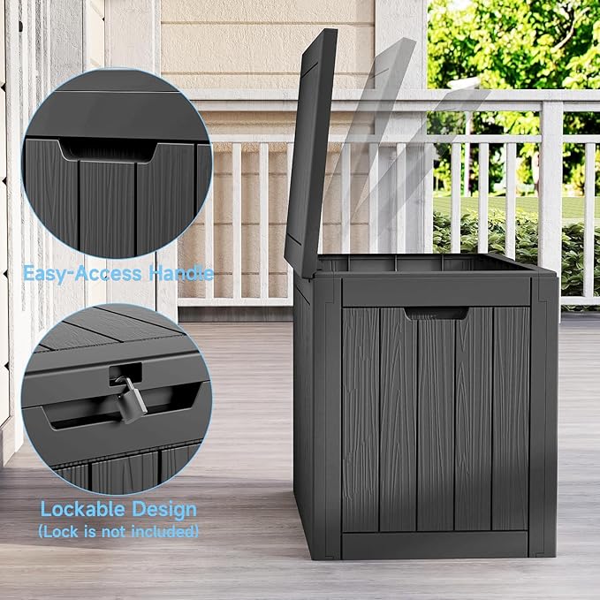 ROJIK 37 Gallon Resin Deck Box, Lockable Waterproof Weatherproof Outdoor - Image 4