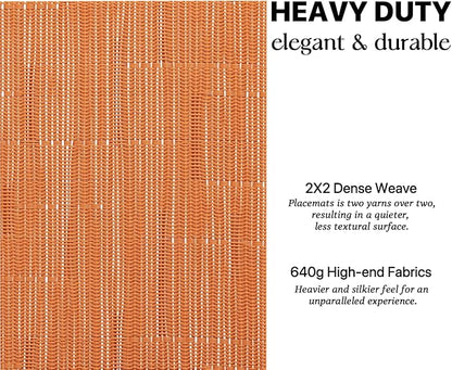 LEXMORE Placemats Set of 12 Vinyl/Plastic Woven Place Mats for Kitchen Table Indoor/Outdoor Washable Placemat Wipeable Dining Table Mats(Orange)