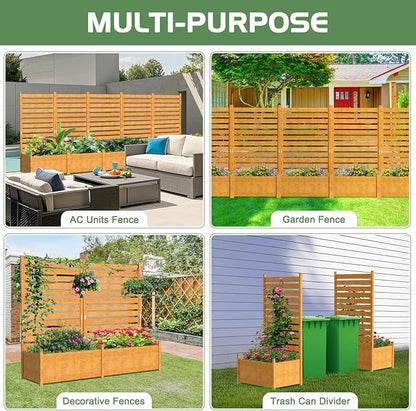 Air Conditioner Fence, Wood Decorative Fences with Planter Box, Outdoor Trash Can Privacy Screens for Outside, Pool Equipment Enclosure Panels 41" W x 73" H (1 Panel)