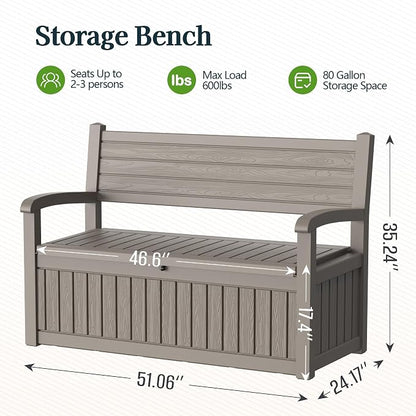 Outdoor Bench, Waterproof Garden Storage Bench, 100 Gallon Deck Box | Lockable - Image 2