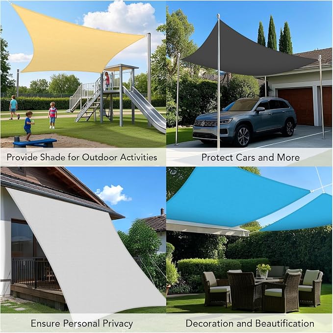 Shade&Beyond Custom Sun Shade Sail 10'x14'x17.2' Triangle Black Sun Sail Shades - Image 3