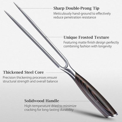 HOSHANHO Meat Fork 7 Inch, Razor Sharp Double-Prong Carving Fork for Meat, Professional Japanese High Carbon Stainless Steel Kitchen Serving Fork for Turkey and Barbecue