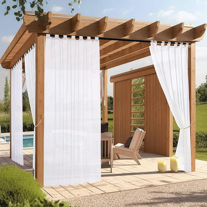 NICETOWN 2 Panels Extra Long White Sheer Outdoor Curtains by NICETOWN