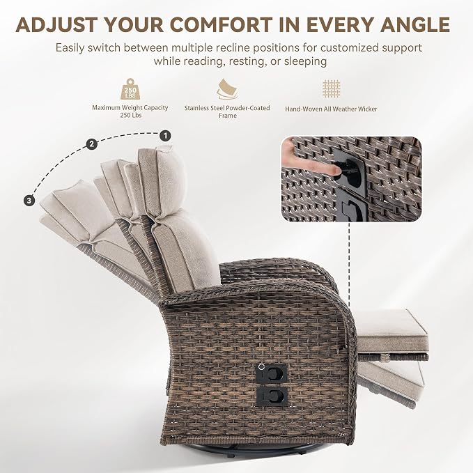 Zero Gravity Patio Swivel Recliner Chair - Image 6