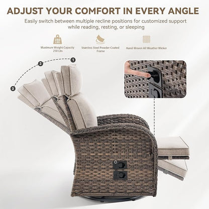 Zero Gravity Patio Swivel Recliner Chair - Image 6