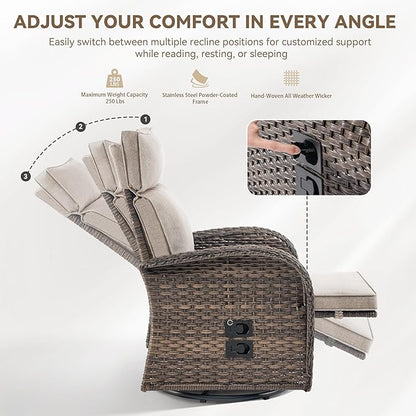 Zero Gravity Patio Swivel Recliner Chairs Set of 2 - Image 6
