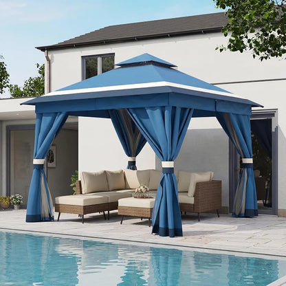 10'x10' Outdoor Gazebo, Metal Frame Heavy Duty Patio Canopy Tent Shelter by LAUSAINTHOME