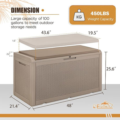 Devoko 100 Gallon Resin Waterproof Outdoor Storage Box - Image 6