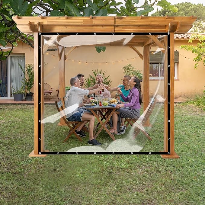 Covers & all Clear Tarp Heavy Duty Waterproof, 20mil Clear Tarp with Grommets, Outdoor Tarp for Patio Covers, Porch Screens, Greenhouses, Chicken Coop (8' H x 20' W Feet), Indoor or Outdoor Use