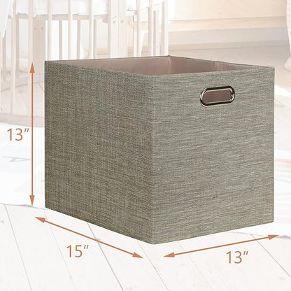Posprica 13x15x13 Storage Cube Bins, Foldable Collapsible Storage Bins Boxes, Fabric Decorative Storage Baskets Organizer for IKEA Kallax, Shelves, Closet, Clothes, Toy, Set of 4-Coffee