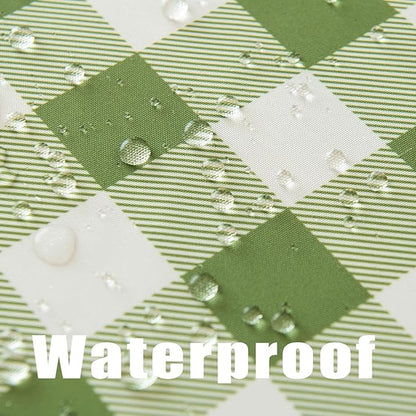 Waterproof Plaid Tablecloth Fabric - Round 70 Inch Classic Gingham Checker Table Cloth for Indoor/Outdoor Use - Buffalo Table Cover for Picnics, BBQs, and Parties