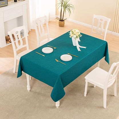 BALCONY & FALCON Small Square Tablecloth Washable Wrinkle Resistant and Water Proof Table Cloth Decorative Linen Fabric Tablecloths for Bedside End Table Bedroom Nightstand (Teal, 23.6x23.6)