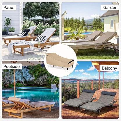 NEVERLAND Chaise Lounge Cover 2 Pack - 420D Lounge Chair Covers Waterproof Outdoor with Air Vent and Adjustable Buckles All Weather Protection - 80L x 32W x 25H inch Golden