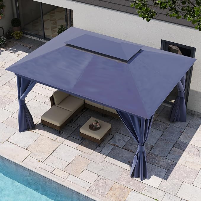 10'x13' Outdoor Gazebo, Metal Frame Heavy Duty Patio Canopy Tent Shelter - Image 5
