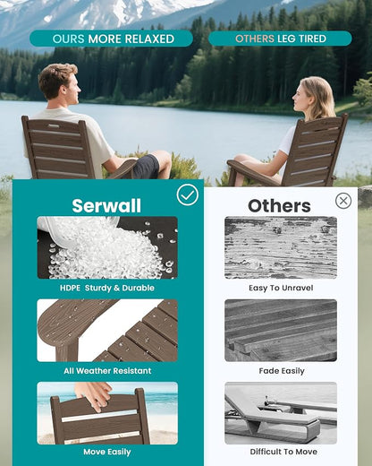 SERWALL Outdoor Rocking Chair Set of 2, Oversized HDPE Rocker, Coffee | Heavy - Image 6