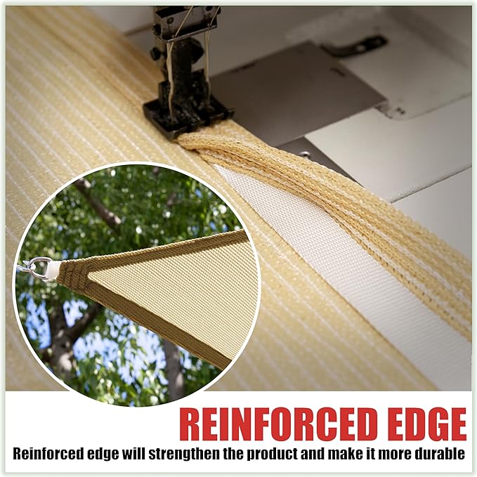 ColourTree 8' x 8' x 8' Beige Sun Shade Sail Triangle CTSLT8 - Image 5