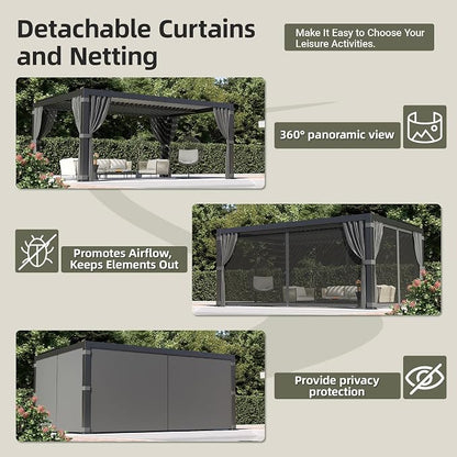 AirWire 12'x16' Louvered Pergola All-Aluminum Gazebo Dark Gray | Outdoor Pergola - Image 7
