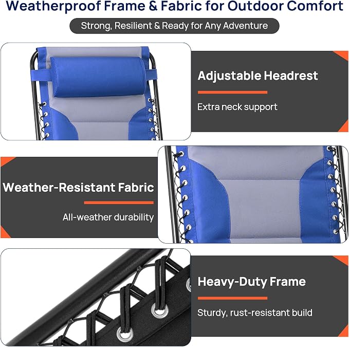 Alpen Zero Gravity Chair, Portable Padded Patio Chairs - Image 5