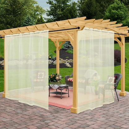 Outdoor Sheer Curtains for Patio Waterproof, 2 Panels Rod Pocket Indoor/Outdoor by Awnmeow