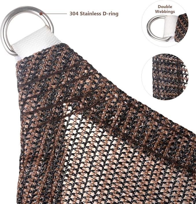 Eden's Decor Straight Flat-Edged Sun Shade Sail Rectangular 8' x 11' Brown - Image 2