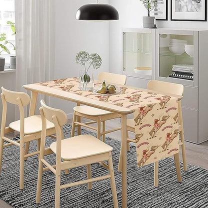 Western Cowboy Table Runner,Vintage Country Cowboy Horse Desert Print Table Runner for Farmhouse Kitchen Dining Table Holiday Home Party Decor 13x70in