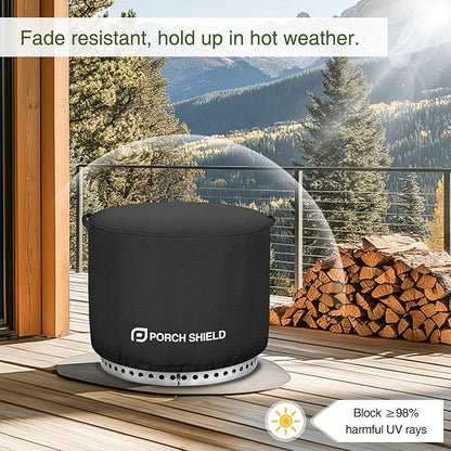 Porch Shield Fade Resistant Solo Stove Yukon Cover - Waterproof Patio Fire Pit Cover Round 32 inch Fits for Small Firepit Solo Stove Yukon