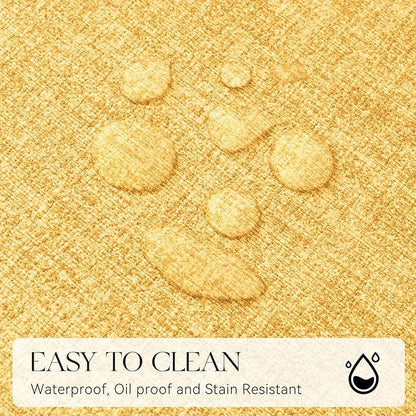 MOSAYT Faux Leather Placemats Set of 6, Heat Resistant Wipeable Washable Vinyl Place Mats with Coasters, Waterproof Oil Proof Table Mats for Kitchen Dining Party Indoor Outdoor, 12" x 17", Yellow