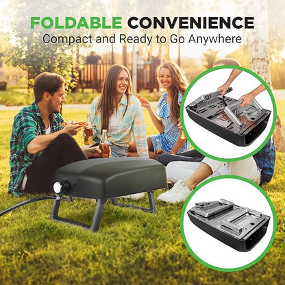NutriChef Portable Outdoor Gas Pizza Oven - Unique Design, Easy Bake Oven with Pizza Stone, Foldable Feet, One-Touch Gas Ignition, Adjustable Heat Control, Stainless Steel, 932°F Max