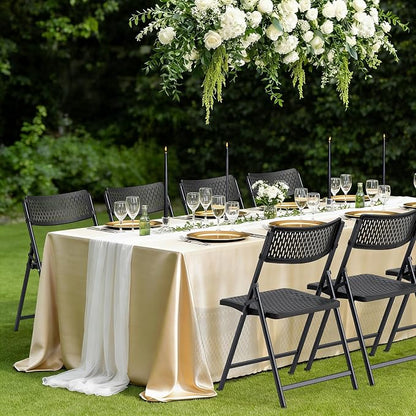 4-Pack Black Folding Chairs, Mesh Plastic Seat - Image 6