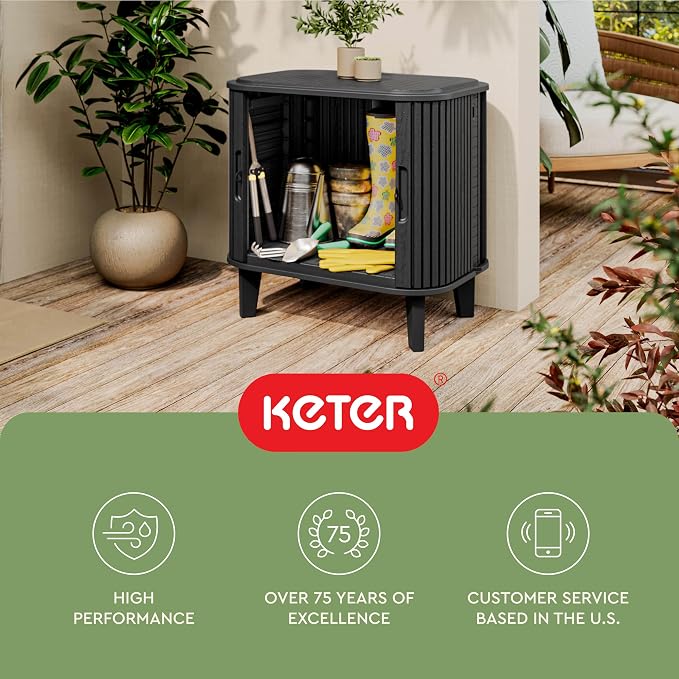 Keter Velo 30 Gallon Outdoor Storage Cabinet, Weather-Resistant Resin Deck Box - Image 12