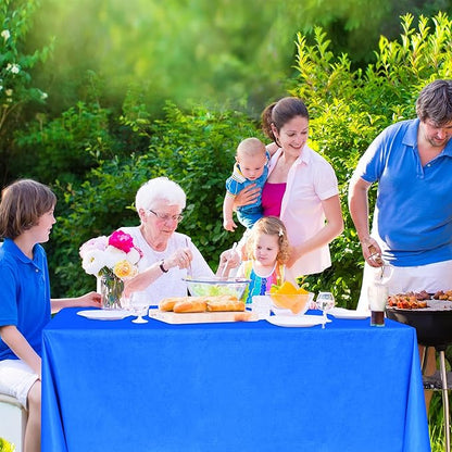 Nasitos 2 Pack Vinyl Tablecloth Rectangle 60x84 Inch-Blue Plastic Tablecloth with Flannel Backed 4Ft Table Cloth, 100% Waterproof Plastic Tablecloths for Outdoor, Baby Shower, Grad Party